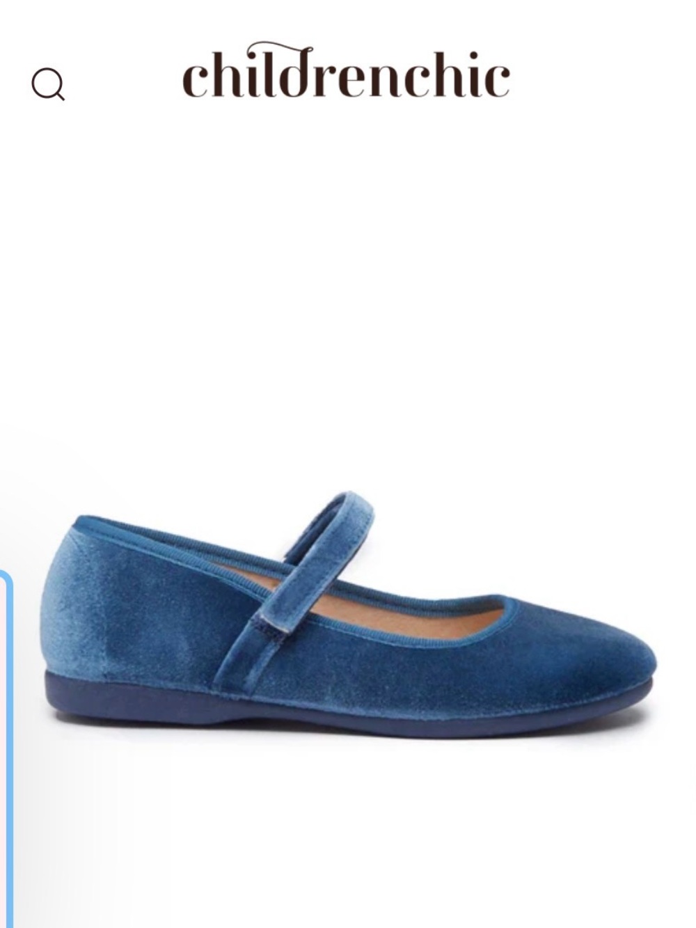 Children Chic Blue Velvet Mary Jane Shoes